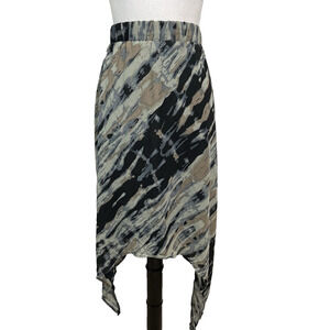Robert Louis Skirt size Extra Large Black Gray Sheer A Line Scarf Sheer Boho
